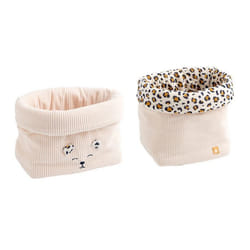 Lot de 2 panières de rangement en velours côtelé - LEOPARD