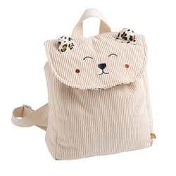 Sac à dos maternelle en velours côtelé avec oreilles - LEOPARD