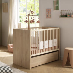 Lit bébé évolutif - 120 x 60 cm - Adele - Matelas inclus - Hêtre/crème - SAUTHON