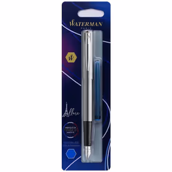 Stylo plume - WATERMAN - Graduate Allure - Acier brossé - Plume fine - Encre bleue