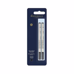 Recharge Roller - WATERMAN - Pointe Fine - Encre Noire - Blister de 2 - Écriture Soyeuse