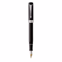 Parker Duofold Classic, Noir, Platine, Système de remplissage cartouche, Bleu, Résine précieuse, Palladium, Métal plaqué or