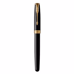 Parker 1931494, Noir, Or, Bleu, Or, Vernis, Plume arrondie, Acier plaqué or, Fin