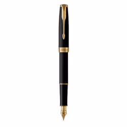 Parker 1931517, Noir, Or, Bleu, Or, Vernis, Plume arrondie, Acier plaqué or, Moyen