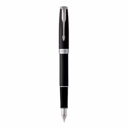 Parker 1931521, Noir, Argent, Bleu, Vernis, Palladium, Plume arrondie, Acier inoxydable, Fin