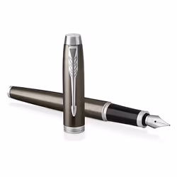 Parker IM, Marron, Système de remplissage cartouche, Bleu, Aluminium, Laiton, Métal, Plume arrondie, Acier inoxydable