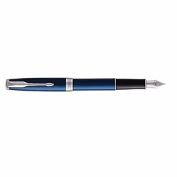 Parker Sonnet, Noir, Bleu, Argent, Bleu, Acier inoxydable, Vernis, Palladium, Acier/rhodium, Moyen