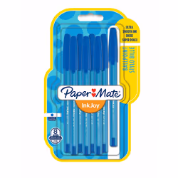 Papermate InkJoy 100 ST, Clip, Stylo à bille, Bleu, 8 pièce(s), Moyen