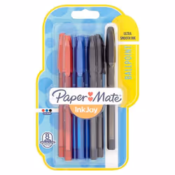 Papermate InkJoy 100 ST, Clip, Stylo à bille, Noir, Bleu, Rouge, 8 pièce(s), Moyen