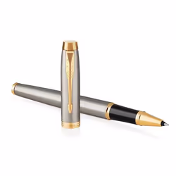 Parker IM, Stylo à bille, Gris, Noir, Laiton, Or, Acier inoxydable, Fin, Ambidextre