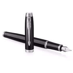 Parker IM, Noir, Chrome, Système de remplissage cartouche, Bleu, Aluminium, Laiton, Métal, Plume arrondie, Acier inoxydable