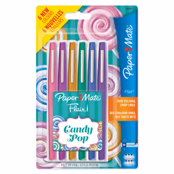 Papermate Flair, Moyen, 6 couleurs, Multicolore, Pointe ogive, 1 mm, Multicolore