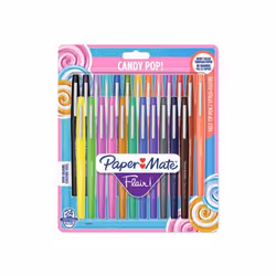 Papermate Flair Candy Pop, Stylos à encre gel avec bouchon, Multicolore, Multicolore, Plastique, Moyen, Rond