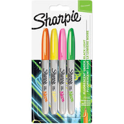 Sharpie 1985855 marqueur indélébile Pointe fine Vert, Orange, Rose, Jaune 4 pièce(s)