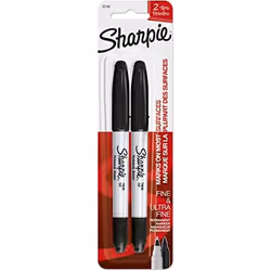 Sharpie 1985878, Noir, Noir, Blanc, Ultra-fin, 650 m, Tissu, Verre, Papier, Plastique, Bois, 2 pièce(s)