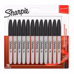 Sharpie 1996111, Noir, Pointe fine, 1 mm, Vitrocéramique, Tissu, Cuir, Papier, Plastique, 12 pièce(s)
