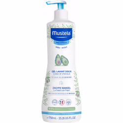 Mustela Gel Lavant Doux à l'Avocat 750 ml, 750 ml, Testé dermatologiquement