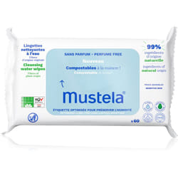 Mustela Compostable at Home Cleansing Wipes Perfume Free pour bébé 60 pcs
