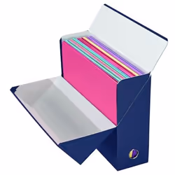 Le choix des couleurs pour ces boîtes de classement au très bel aspect. Oeillet de préhension et charnière renforcée de toile ...