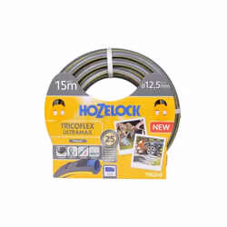 Hozelock Tuyau Tricoflex Ultramax de 15 m (ø 12.5 mm), 15 m, Gris, Jaune, Tuyau seulement, PVC, 1,25 cm, -20 - 40 °C