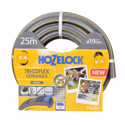 Hozelock Tuyau Tricoflex Ultramax de 25 m (ø 19 mm), 25 m, Gris, Jaune, Tuyau seulement, PVC, 24 bar, 1,9 cm