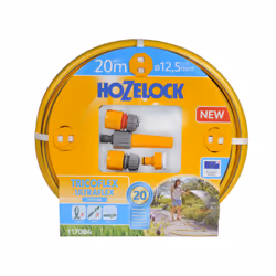 Hozelock Kit de démarrage de tuyau Tricoflex, 20 m, Au-dessus du sol, Gris, Jaune, Buse de pulvérisateur plus tuyau, PVC, 1,2 ...