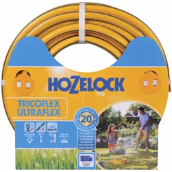 Hozelock Tuyau Tricoflex Ultraflex de 15 m (ø 15 mm), 15 m, Gris, Jaune, Tuyau seulement, PVC, 1,5 cm, France