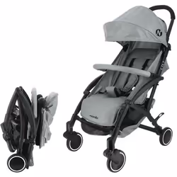 NANIA Poussette compacte Lili - 0-36 mois - Jusquà 15kg - Dossier inclinable - Roues pivotantes à suspensions - Gris