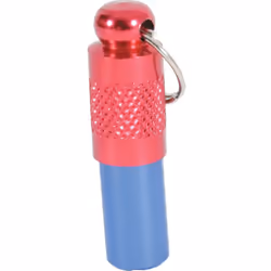 1 Tube porte adresse bleu et rouge pour collier chien ou chat tube d'identification en métal avec petit morceau de papier pou ...