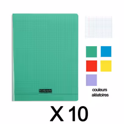 Lot de 10 cahiers - 24x32(cm) - Grands carreaux - 48 pages - couverture en polypro - sans spirale - Clairefontaine