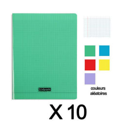 Lot de 10 cahiers - 24x32(cm) - Grands carreaux - 48 pages - couverture en polypro - sans spirale - Clairefontaine