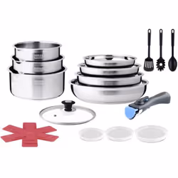 Cette batterie de cuisine en acier inoxydable est idéale pour toutes vos préparations culinaires. Avec un intérieur satiné, d ...