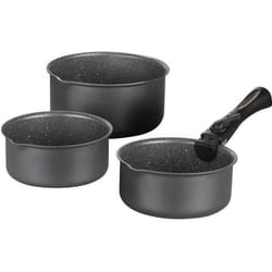 Batterie de cuisine ARTHUR MARTIN AM777GM Set de 3 casseroles - Gris Mat 16-18-20 cm + 1 poignée amovible - Tous feux dont indu
