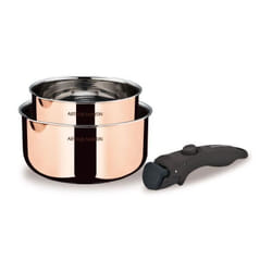 Arthur Martin - 2 casseroles 16-20 cm + 1 poignée AM720GT - 3 couches triple action - Tous feux dont induction