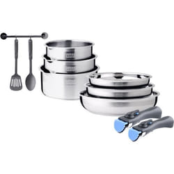 Batterie de cuisine induction - Arthur Martin - AM2238 - Acier inoxydable - 10 pieces - Poignée amovible - Tous feux dont induc