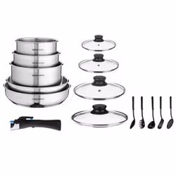 Arthur Martin AM5535, Ensemble mixte, Acier inoxydable, Acier inoxydable, Acier inoxydable, Noir, Verre