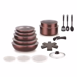 Batterie de cuisine - Tous feux dont induction - ARTHUR MARTIN - AM2503 - Aluminium - 18 pieces - Poignée amovible
