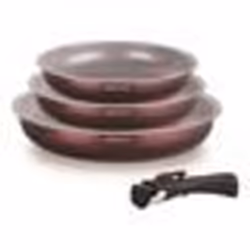 Set de 3 poêles - ARTHUR MARTIN - AM8866 - Tous feux dont induction - 20/24/28 cm + 1 poignée - Aluminium - Revêtement cérami ...