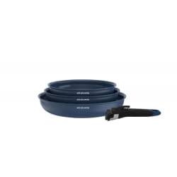 Set de 3 poêles 20-24-28 cm poignée amovible Bleu Arthur Martin AM2033