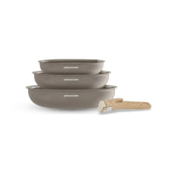 Set de 3 poêles 20-24-28 cm poignée amovible Taupe Arthur Martin AM4587