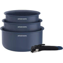 Set de 3 casseroles - Tous feux dont induction - ARTHUR MARTIN - AM0320 - Céramique - Ø 16-18-20 cm + poignée amovible - Bleu