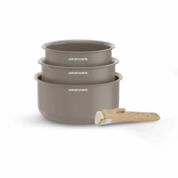 Set de 3 casseroles 16-18-20 cm poignée amovible Taupe Arthur Martin AM1122