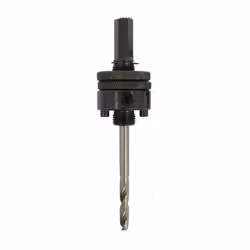 Mandrin pour scie trépan HSS bi-métal Ø 32 à 152mm. Entrainement par hexagone de 11,11mm (7/16"). Mandrin équipé d'un forêt p ...
