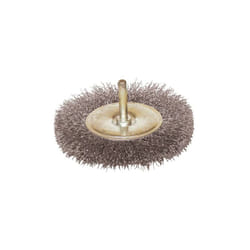 Brosse circulaire sur tige fil acier ondulé décapage dur bois/métal - D.100 mm - Q.6 mm - Ep.12 mm Leman 330.100V