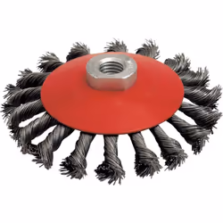 BROSSE CUVETTE D.115 M14 FIL 0.35 ACIER TORSADE DÉCAPAGE EXTRA DUR Ébavurage, enlèvement de laque, de rouille et des cordons ...