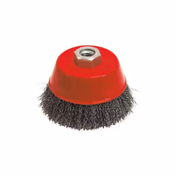 Brosse conique pour meuleuse fil acier ondulé 0.30 mm D. 80 mm M14 pour métal - Décapage dur - LEMAN - 540.080V - Brosse coni ...
