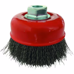 Brosse coupe fil ondulé pour meuleuse 230 mmBROSSE CIRCULAIRE SUR TIGE Pour surfaces planes Mèches torsadées Ø extérieur 70 m ...