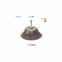 Brosse conique fil acier ondulé pour métal Classic ø 50 ø Queue 6 Long. Utile 30 Fil 0,30 Boite de 1