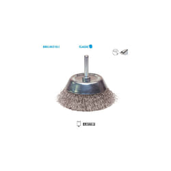 Brosse conique fil Inox ondulé pour métal Classic ø 75 ø Queue 6 Long. Utile 30 Fil 0,30