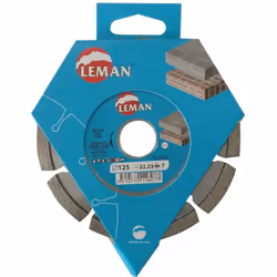 Marque LEMAN Disque diamant à segments 2,2 x 7 mm pour maçonnerie Ø125 x 22,2 mm Segments laser. Pour béton, bordures, dalles ...